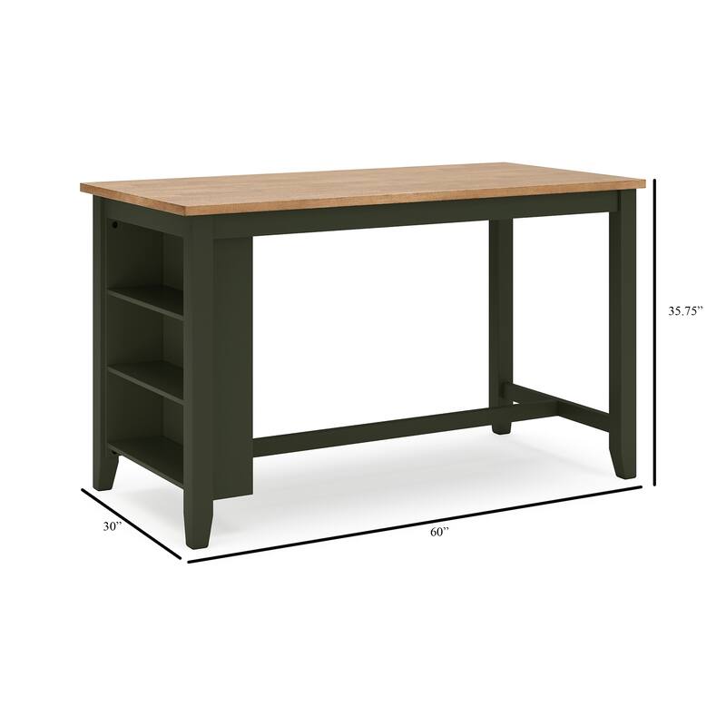 Gasy Counter Height Dining Table, 60 Inch, Green Mango Wood, Brown