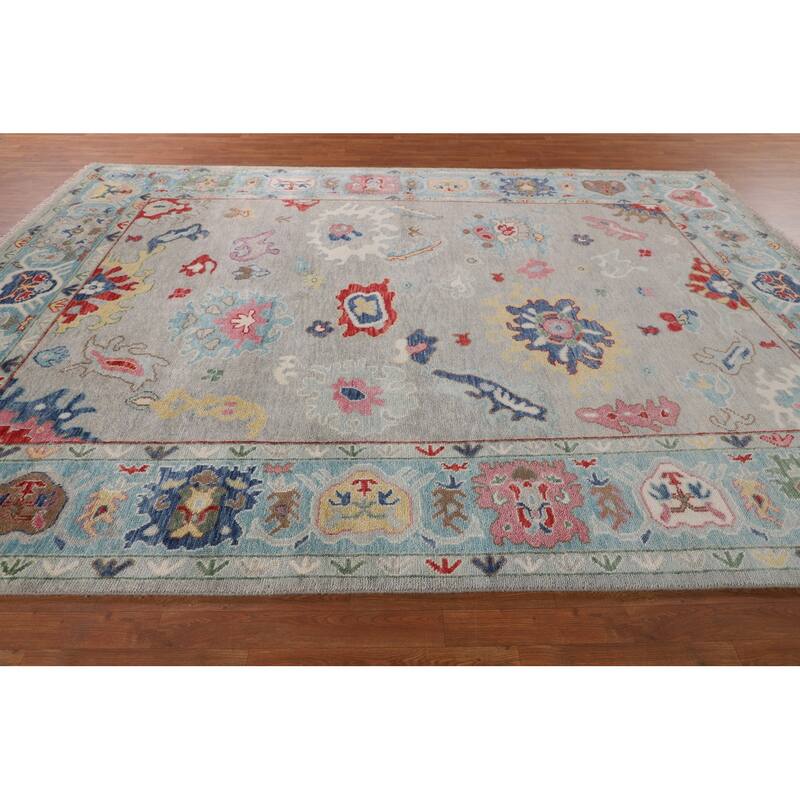 Floral Oushak Oriental Area Rug Handmade Wool Carpet - 8'11" x 11'6"