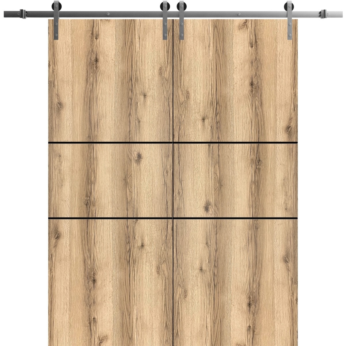 SartoDoors Planum 0014 | Closet Door Double Barn Door | Solid Wood | Hardware Set | 36x80, Oak Bedroom Door Bathroom Door