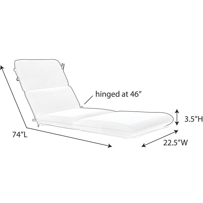 Sunbrella Solid 1-Piece Outdoor Chaise Cushion, 22.5"W x 74"L - 22.5"W x 74"L