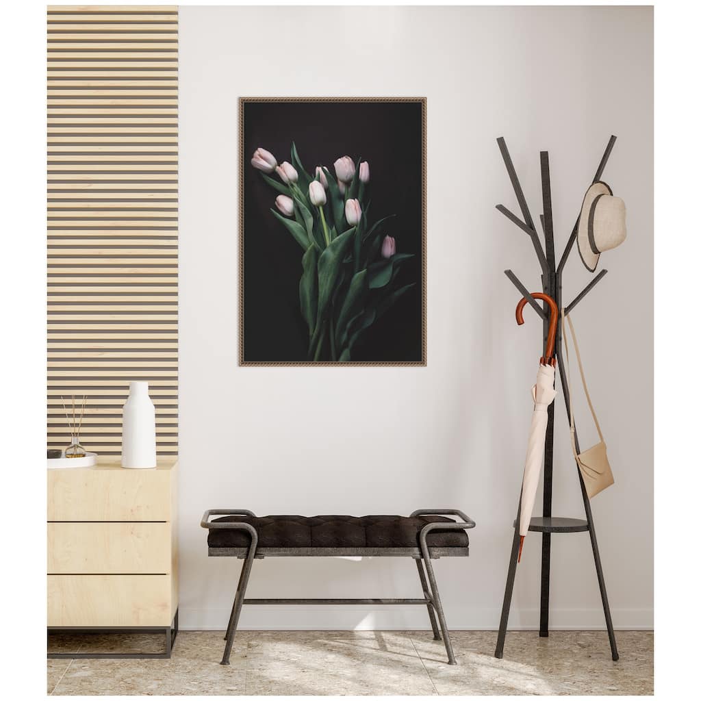 Kate and Laurel Blush Tulips by Emiko and Mark Franzen F2 Images Framed Canvas Wall Art Print