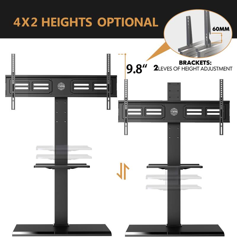 FITUEYES Modern Universal Floor TV Stand for TVs up to 80 inch Iron Base,Hold Up To 110 Lbs