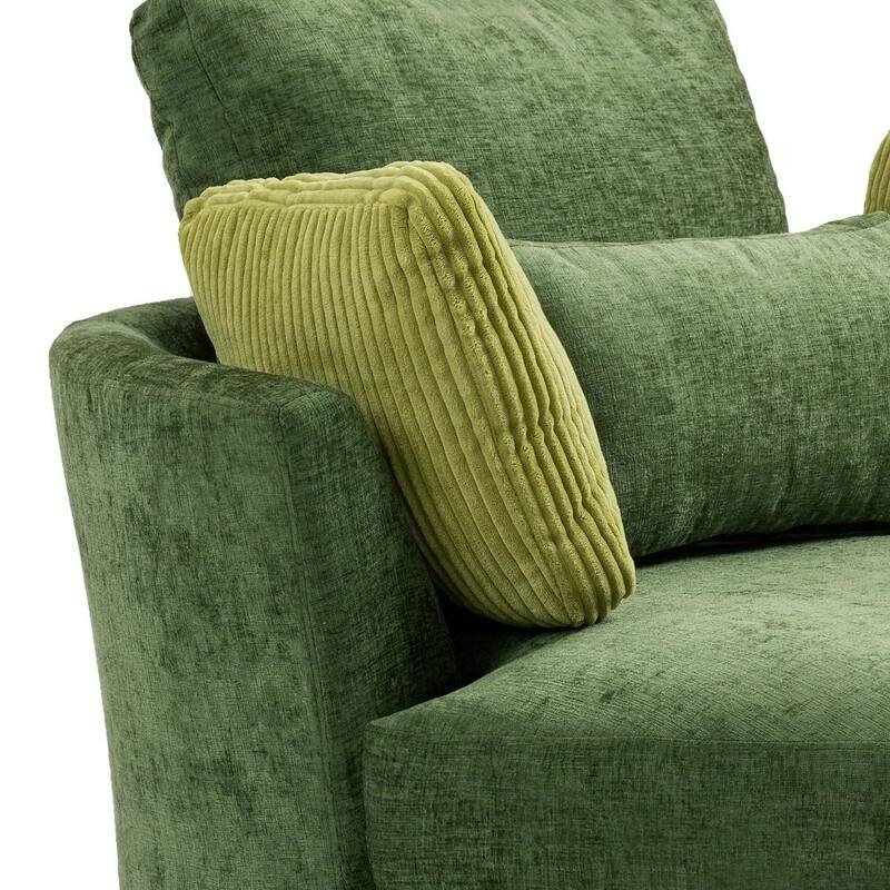 41" W Oversized Accent Barrel Swivel Chair with Moon Storage Ottoman