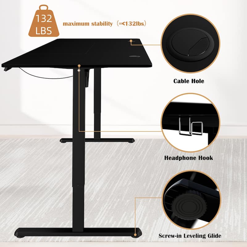 Electric Standing Desk, Height Adjustable Desk with Memory Preset and LED Display