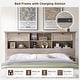 preview thumbnail 45 of 66, Farmhouse Bed Frame with 54" Tall Storage Bookcase Headboard