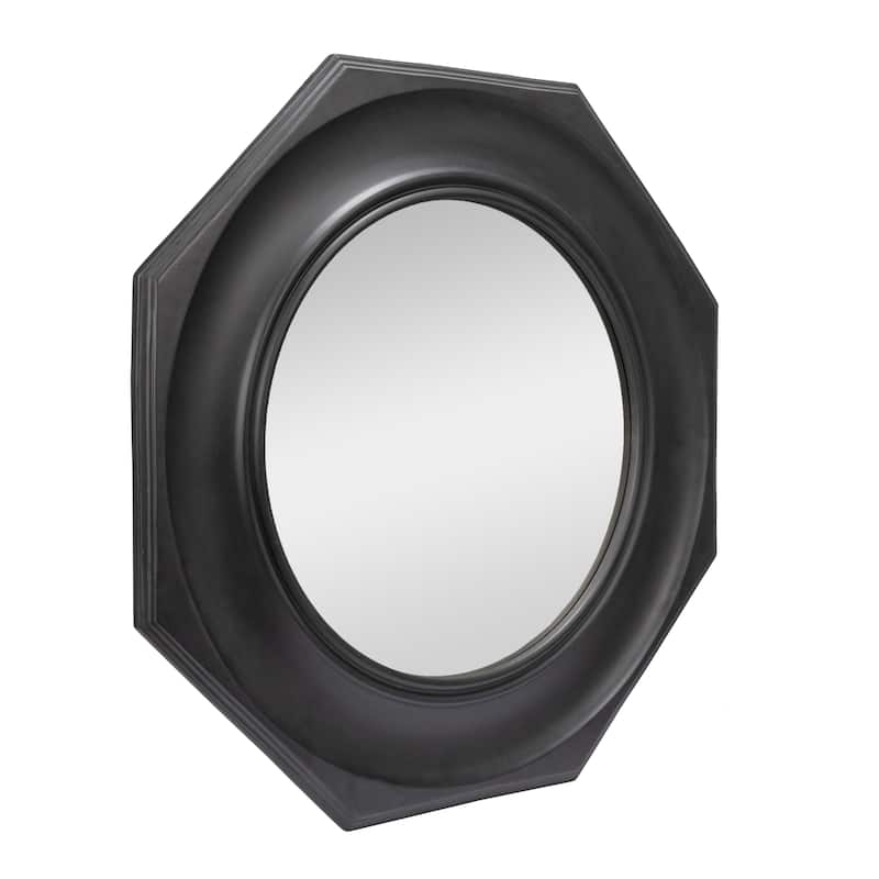 Carved Wood Framed Wall Mirror - Black