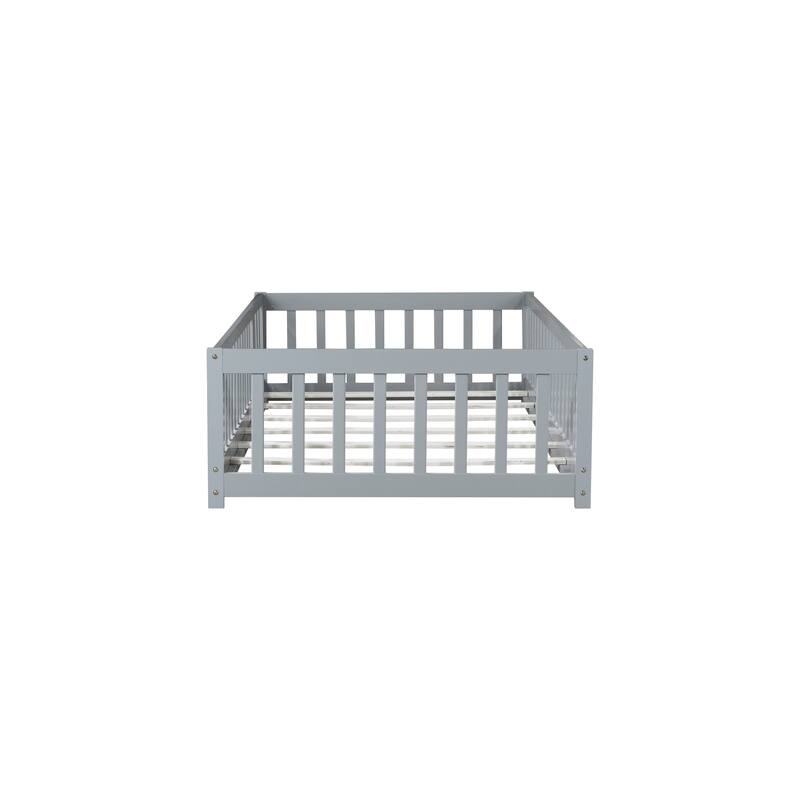 Floor Bed with Fence and Door,Perfect for Kids' Play,and Independence Promotion