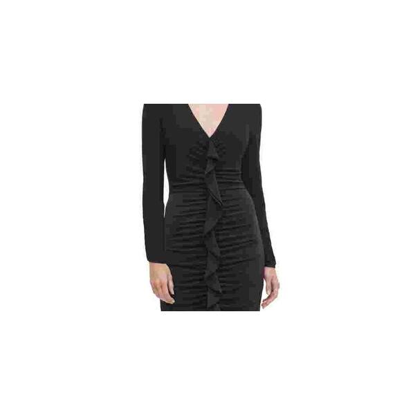 Tommy Hilfiger Women's Ruched Ruffled Long Sleeve V Neck Above The Knee Sheath Cocktail Dress Black Size 4 - Bed Bath & Beyond - 40578639 Tommy Hilfiger Women's Ruched Ruffled Long Sleeve V Neck Above The Knee Sheath Cocktail Dress Black Size 4 - Bed Bath & Beyond - 40578639