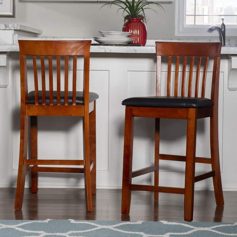 Linon Floresti Dark Cherry Mission-back Counter Stool - N/A