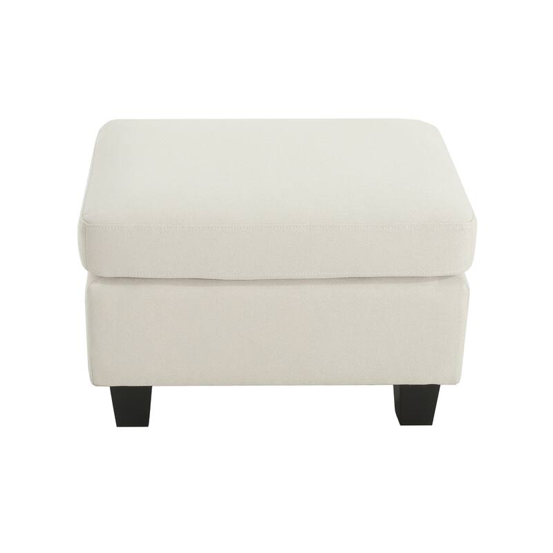 Upholstered Ottoman, Beige, Birch wood legs