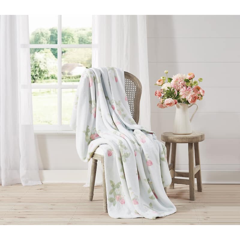 The Farmhouse by Rachel Ashwell Printed and Solid Throw - 50x70 Throw - Strawberry Delight