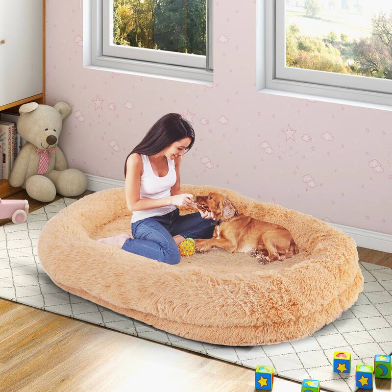 Gymax 68'' x 46'' x 10'' Human Dog Bed Orthopedic Dog Bed w/ Soft