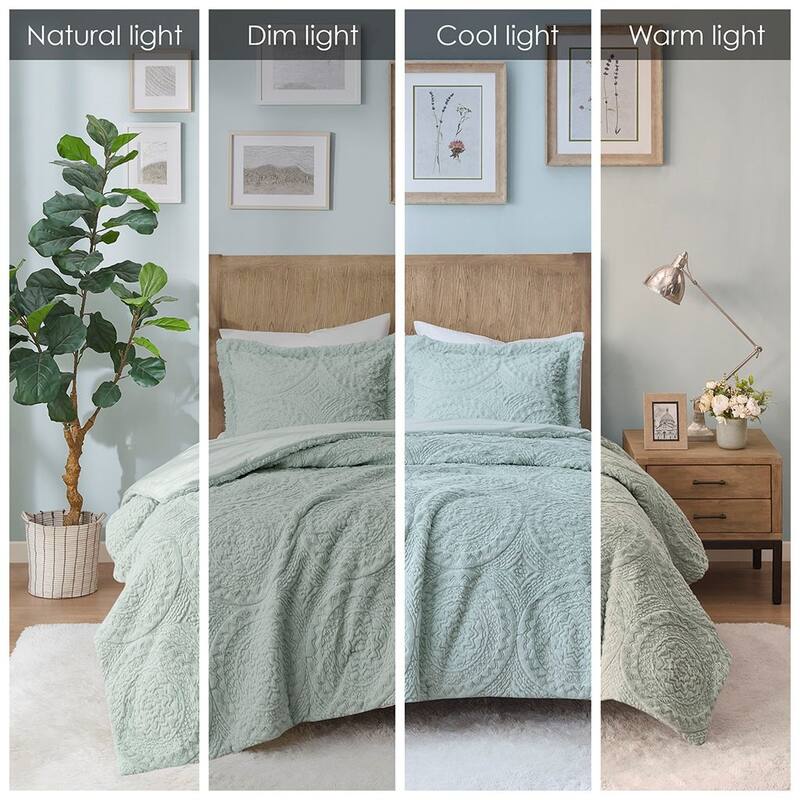 GDF Studio - Arya Embroidered Medallion Fake Fur Ultra Plush Comforter Mini Set
