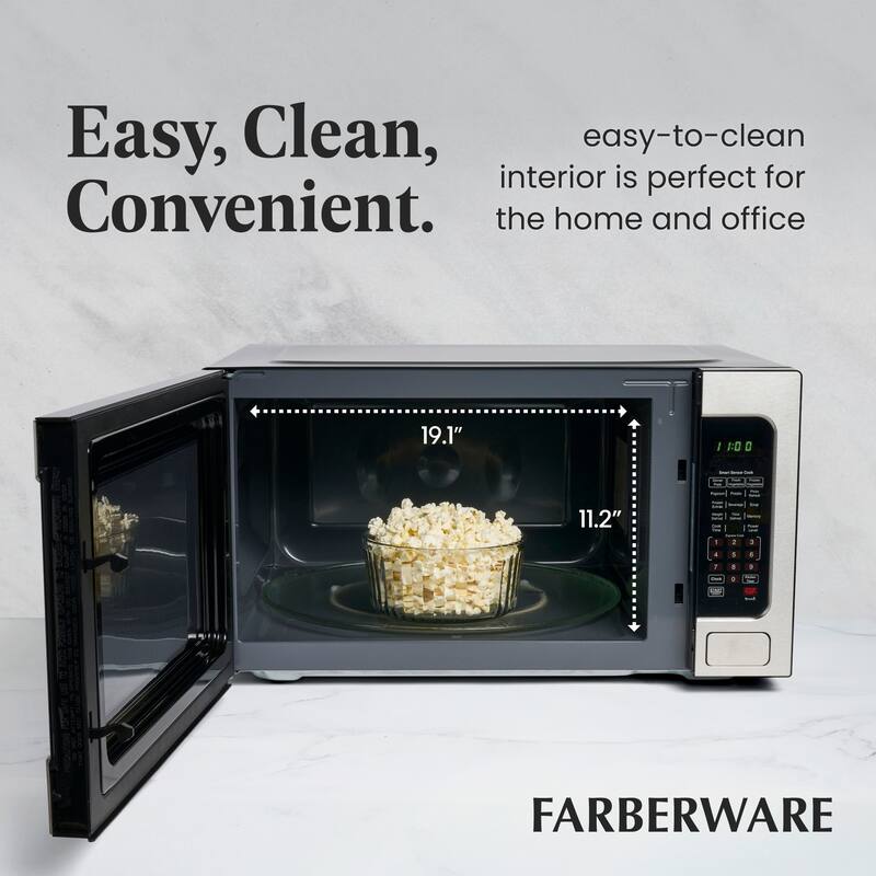 Farberware Professional 2.2 Cu. Ft. 1200-Watt Microwave Oven with Smart Sensor Cooking, Stainless Steel