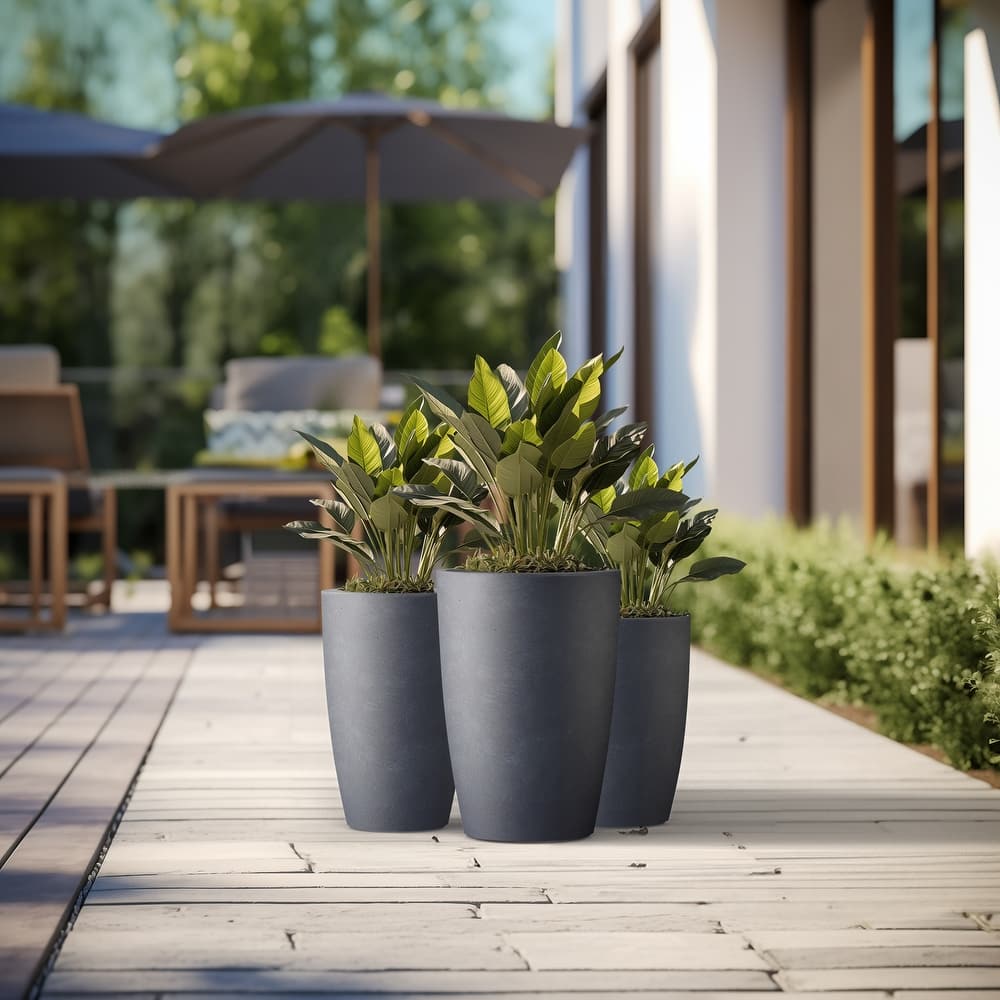 Tall Concrete Round Plant Pots / Large Indoor and Outdoor flower Planters