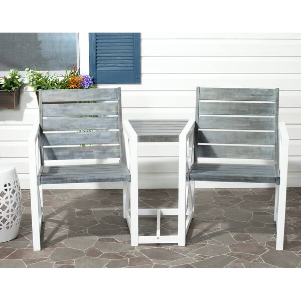 slide 2 of 5, SAFAVIEH Outdoor Jovanna White/Ash Grey Bench - 61.8"x27.6"x33.5"