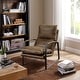 preview thumbnail 2 of 15, Art Leon Art Leon Comfortable Genuine Leather Accent Lounge Chair with Cushion Seat Chocolate