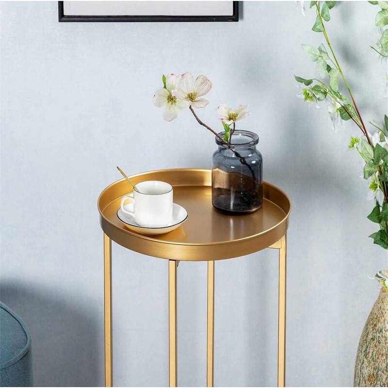 Small Round Metal End Table - 14.5"D x 14.5"W x 25"H
