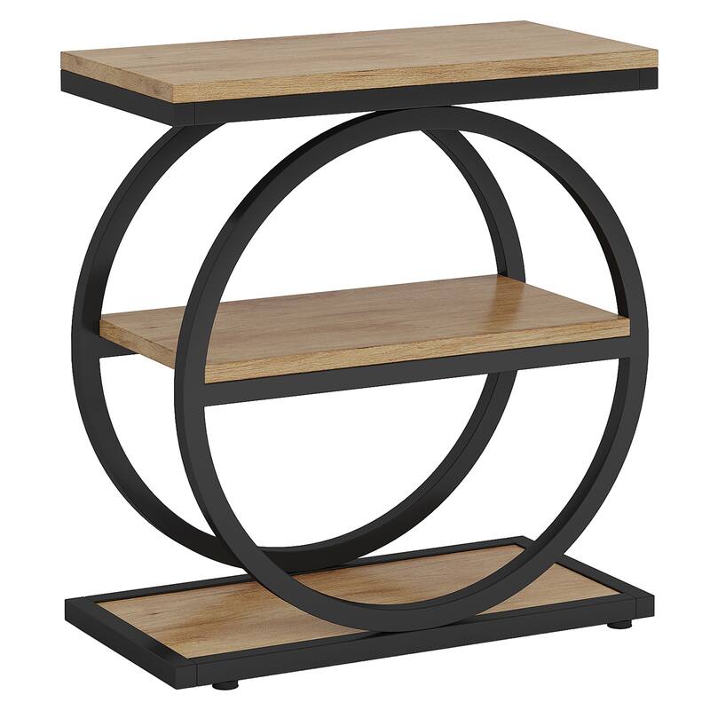 23.6 Inch Narrow 3-Tier End Table with Storage - Slim Industrial Sofa Side Table or Tall Nightstand for Living Room & Bedroom