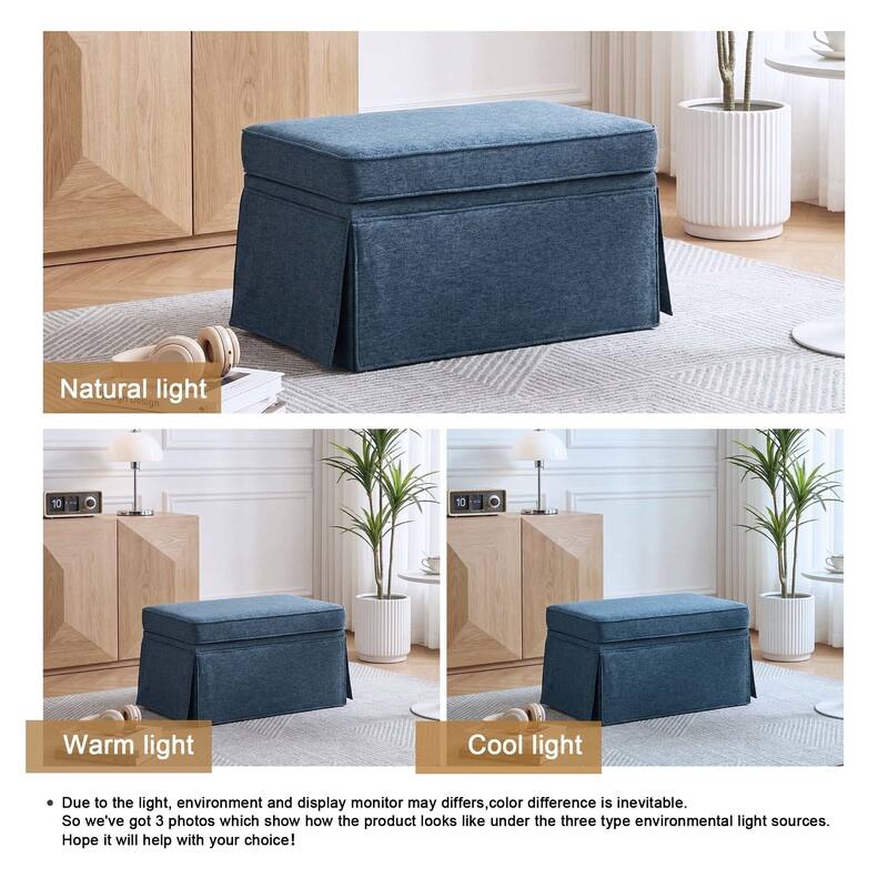 Rectangle Chenille Upholstered Storage Ottoman