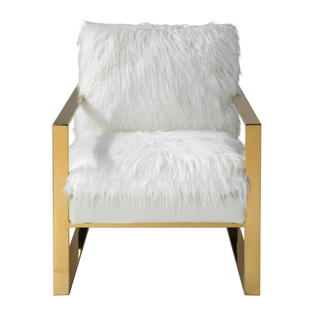 Overstock 32.5 inch Delphine White Accent Chair (White)