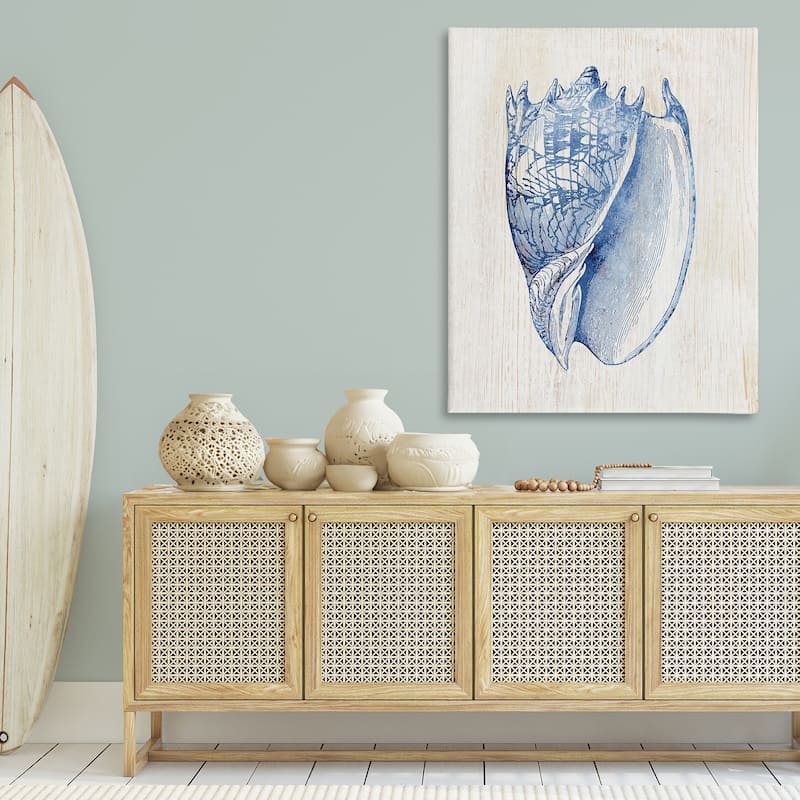 Stupell Nautical Soft Blue Conch Canvas Wall Art Design By Susan Arnot