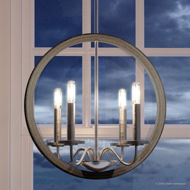 Luxury Modern Farmhouse Chandelier, 30"H x 15.75"W, with English Country Style, Brushed Nickel Finish by Urban Ambiance (60 to 100 Watts - Steel - - Chandeliers For Bedrooms by Overstock.com