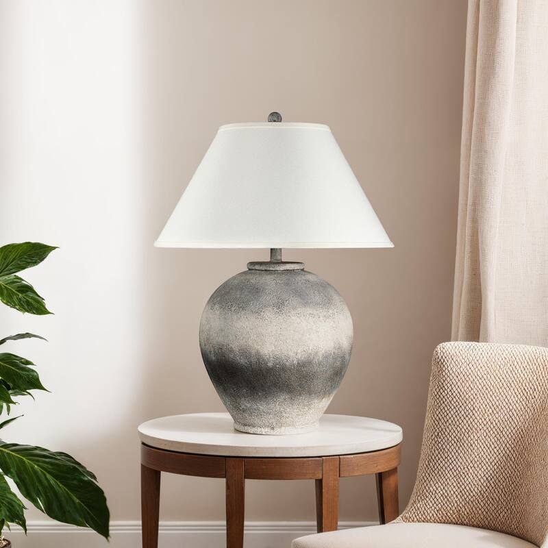 Vase Shaped Table Lamp with Tapered Shade - 29" - Brown and Cream