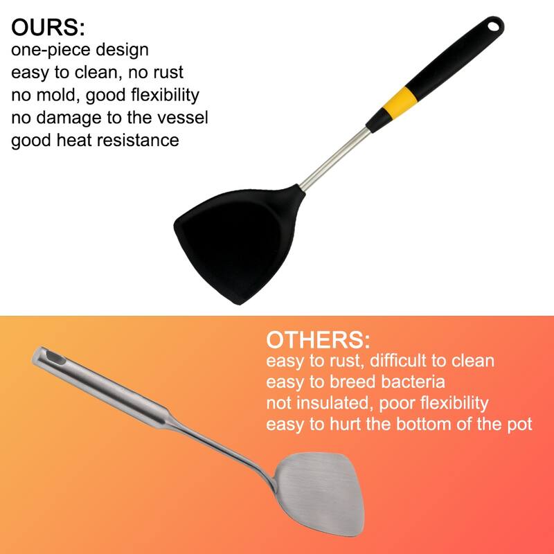 Silicone Turner Heat Resistant Non-stick Cookware Spatula Cooking - 15 " x 3.9 " (L*W)
