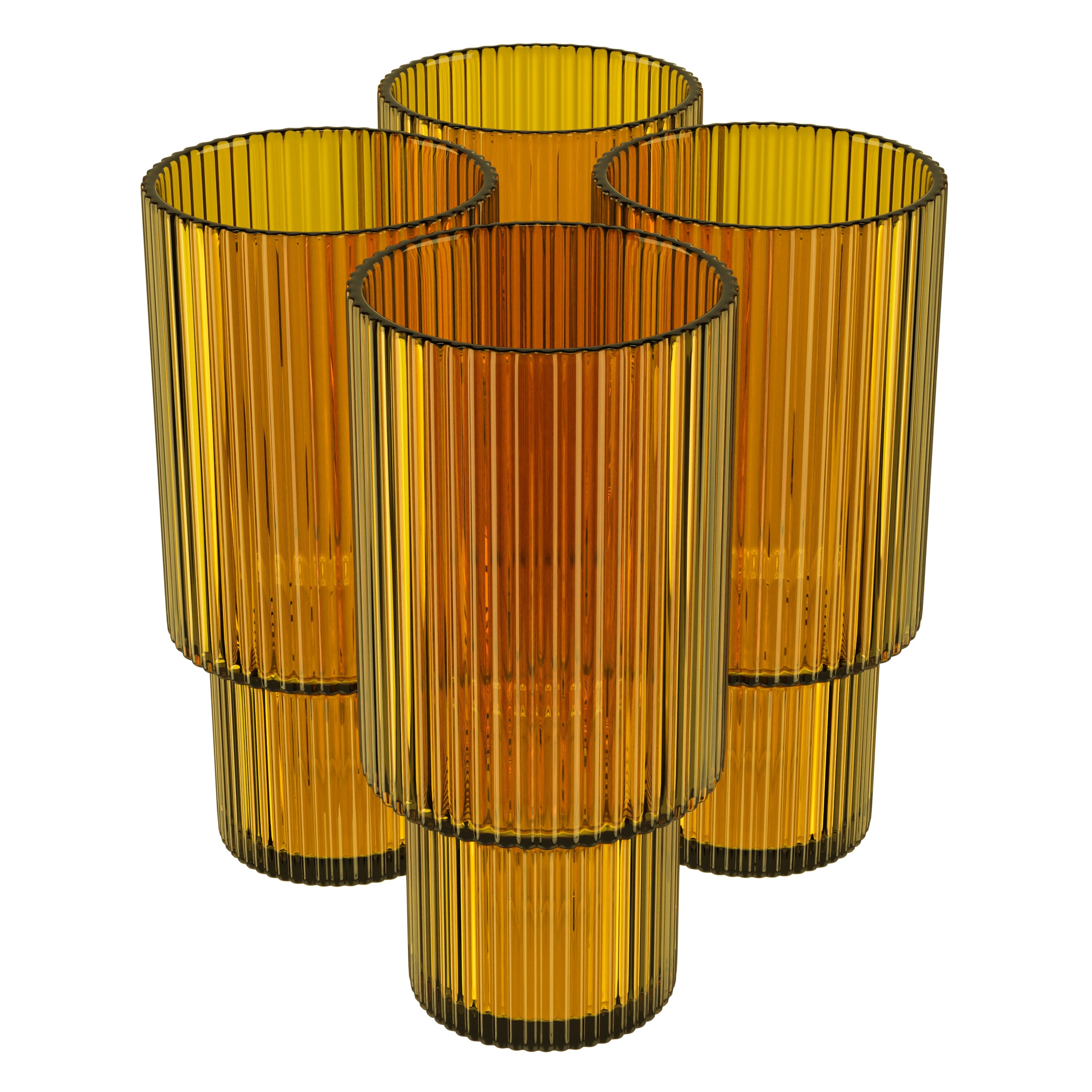 American Atelier Vintage Art Deco 11 Oz. Fluted Drinking Glasses 4-piece, Unique  Cups For Weddings, Cocktails Or Bar, Ribbed Glass Cup : Target