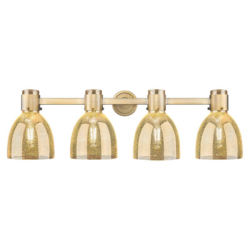 Innovations Lighting Downtown Urban - Lawton Bell - 4 Light 34" Wall-Mounted Bath Vanity Light - Brushed Brass, Mercury