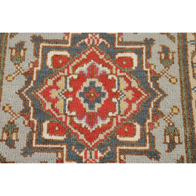 Hand Knotted Oriental 100% Wool Carpet Traditional Medallion Greys & Charcoal Heriz (serapi) Area Rug - 5' 1'' X 2' 11''