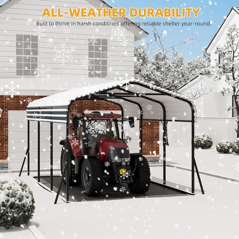 10' x 15' Heavy Duty Metal Carport with Galvanized Steel Roof