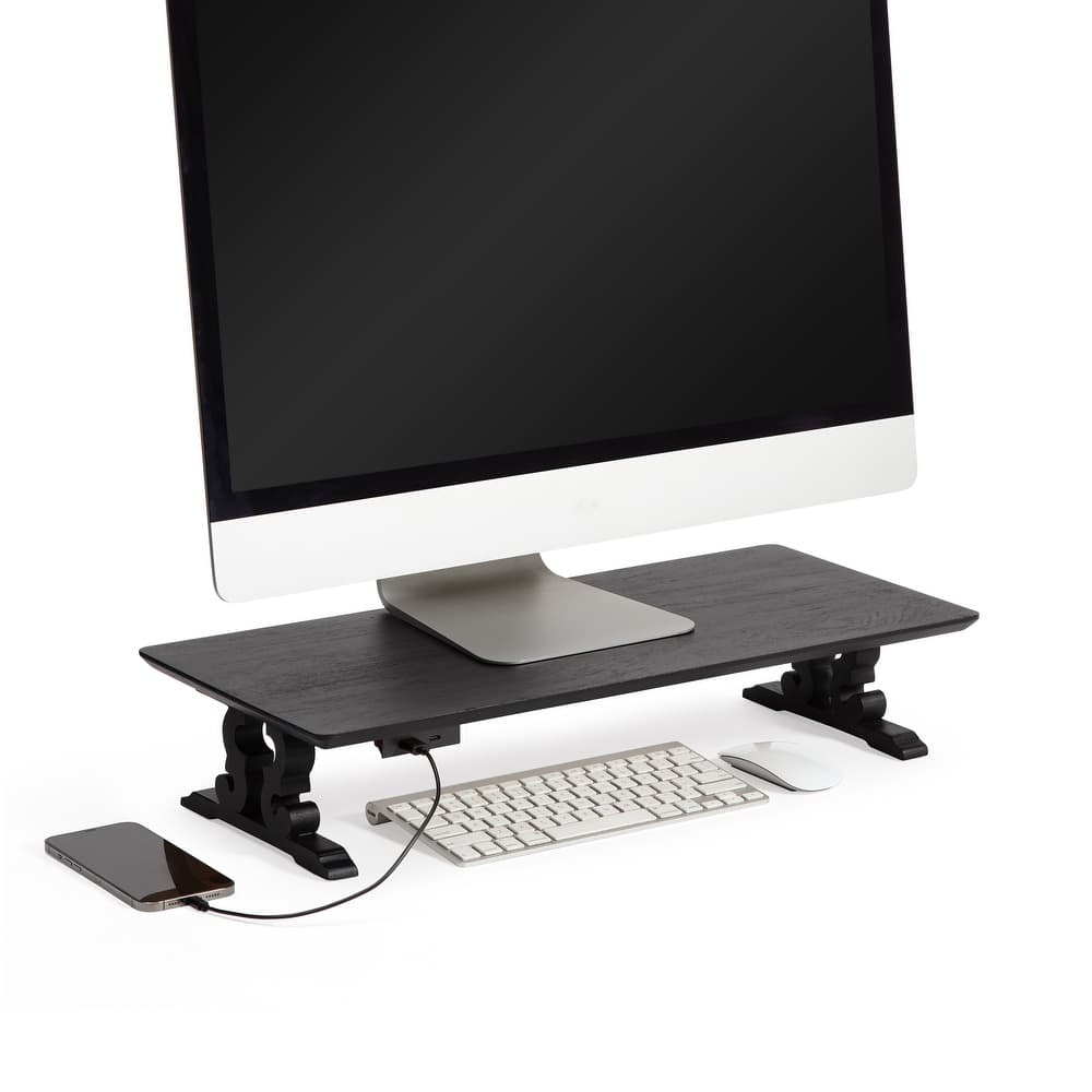 Jani Wood Monitor Stand Riser Desk - Ergonomic Design Stand, Desktop Organizer Table for Home, Office Workspace, Gaming Desk