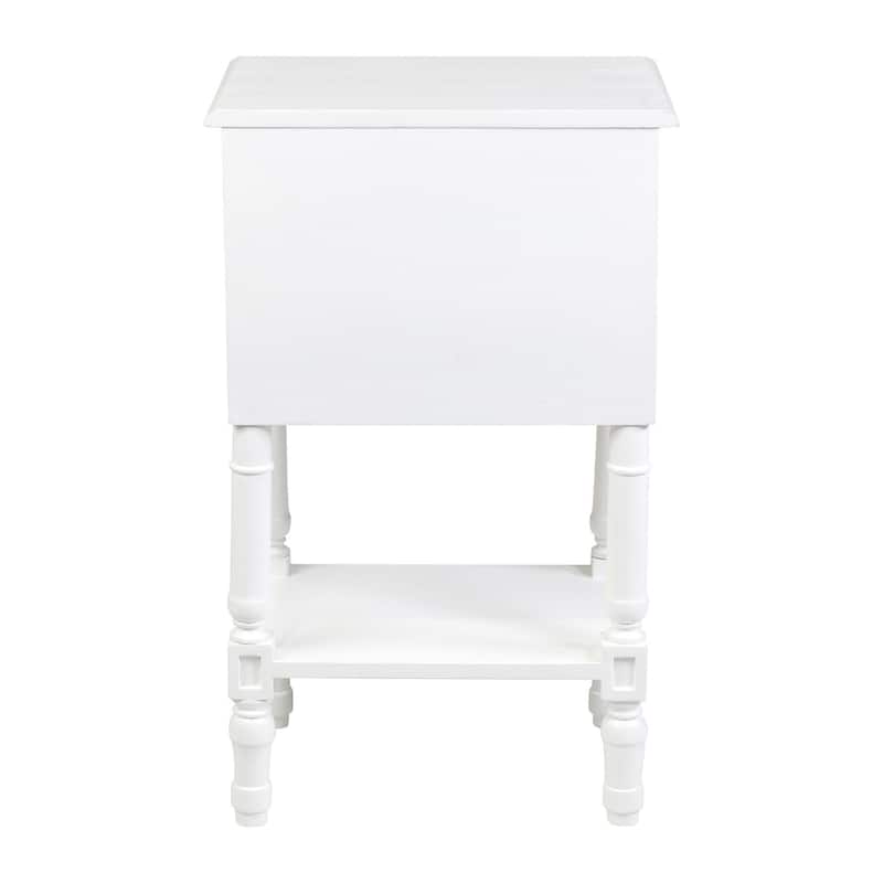 Rustic Solid Wood Side Table With Drawers And Shelf by East at Main
