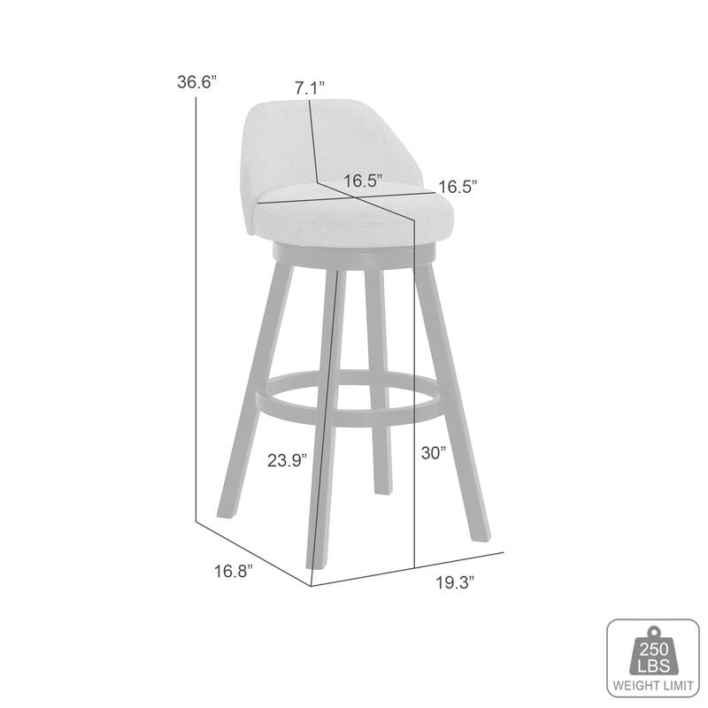 Erika Upholstered Swivel Bar Stool, Counter Height Barstool with Fabric Seat