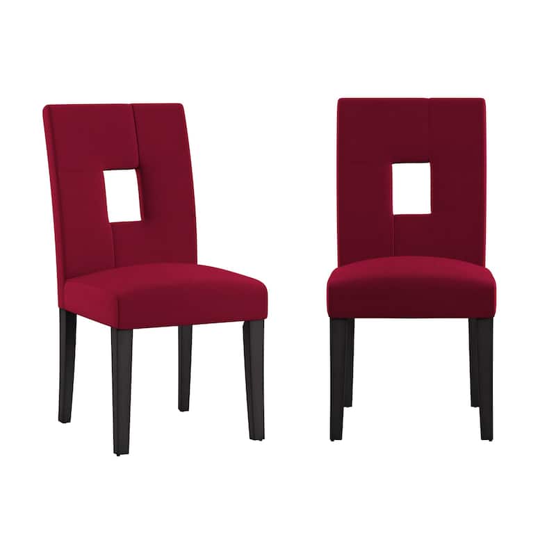 Brda Keyhole Back Dining Chairs (Set of 2) - Dining Chair - Red Linen