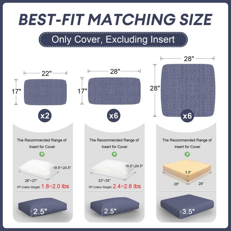 FINCATI 28" × 28" Outdoor Cushion Cover, Sofa Cushion Replacement Slipcover, Patio Seat Cover 28 Inches (COVER ONLY!)