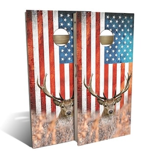 American Flag Deer Big Buck Outdoor Cornhole Board Set