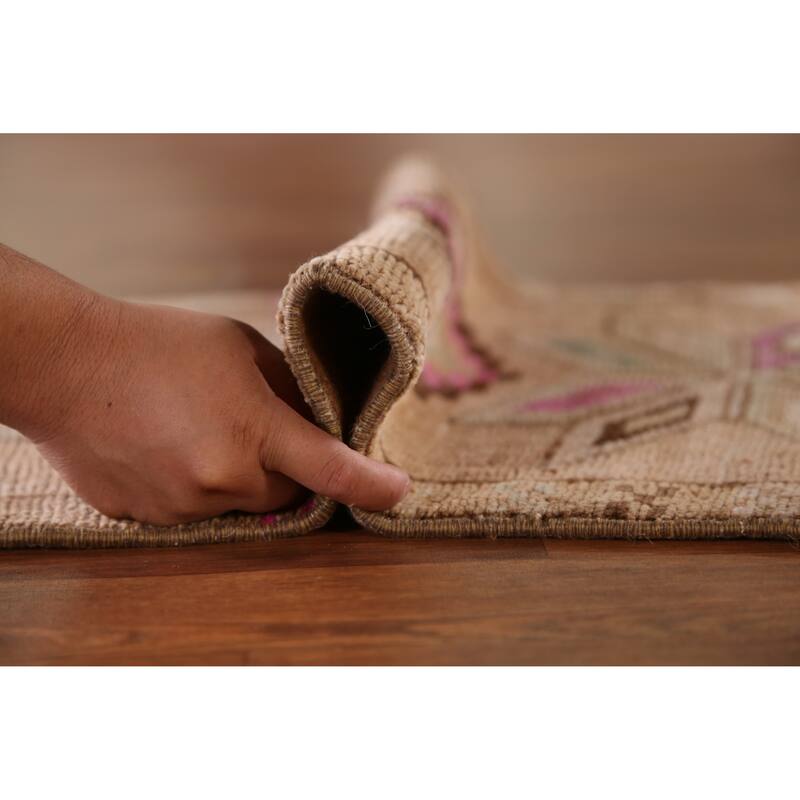 Hand Knotted Oriental 100% Wool Carpet Transitional Tribal Brown Anatolian Area Rug - 2' 6'' X 1' 8''