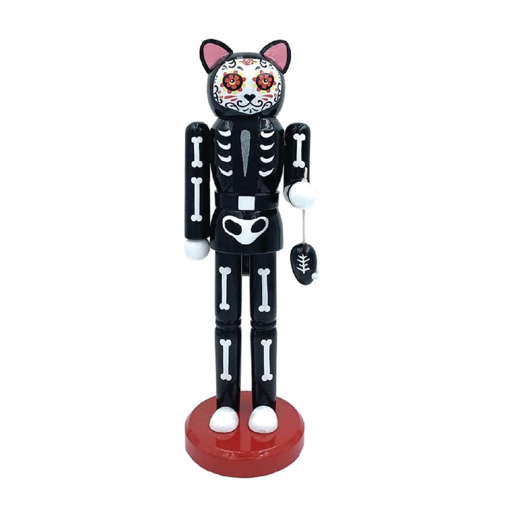 14" Day of the Dead Cat Christmas Nutcracker