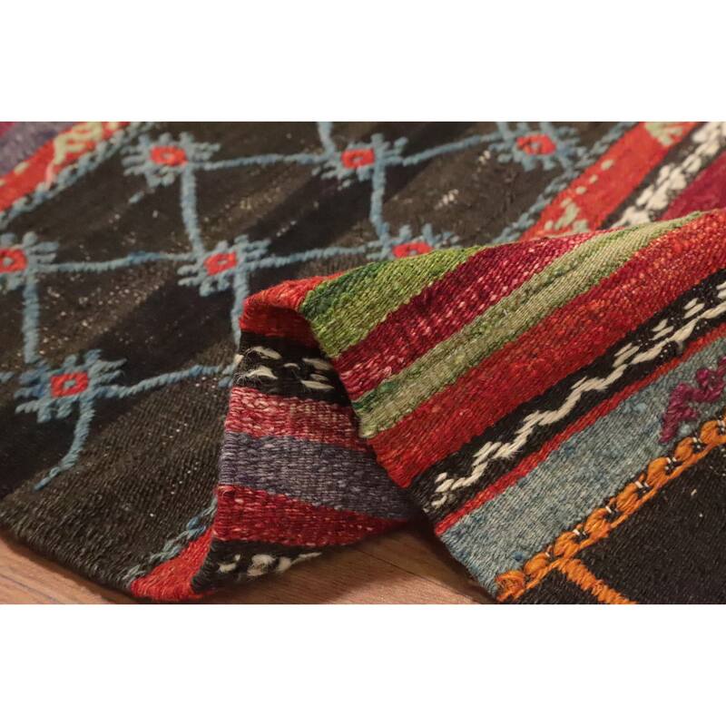 Hand Woven Oriental 100% Wool Carpet Southwestern Tribal Multi-Colored Kilim Area Rug - 8' 0'' X 6' 4''