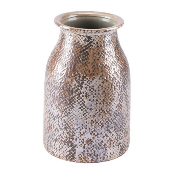 Snake Skin Short Vase Brown