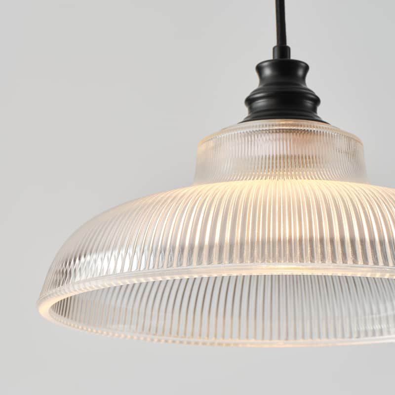 Starsky 1-Light Farmhouse Dome Ribbed Glass Texture Single Pendant