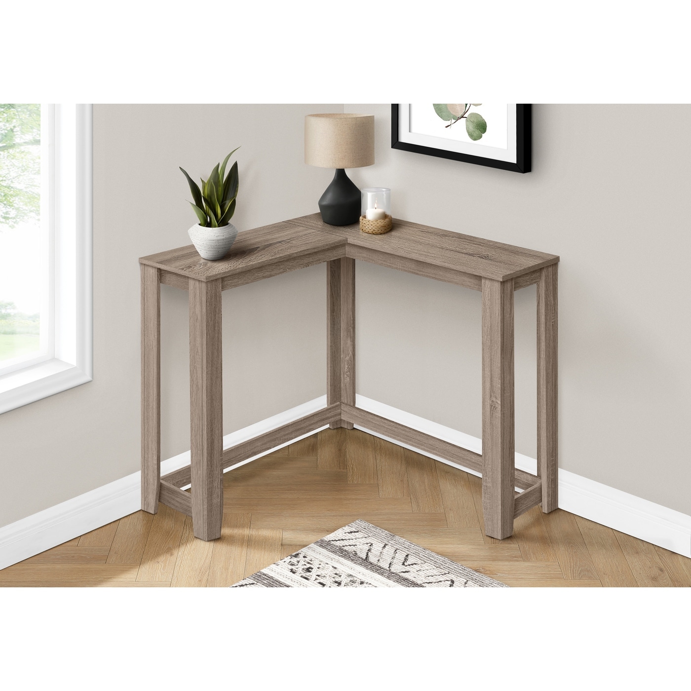 Narrow Corner Accent Console Table With Laminate Top For Contemporary Living Room