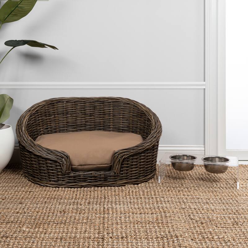 Handwoven Dog Bed with Machine-Washable Cushion