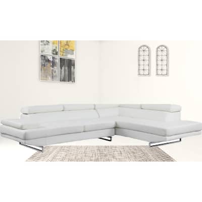 HomeRoots White Leather L Shaped Two Piece Corner Sectional - 124