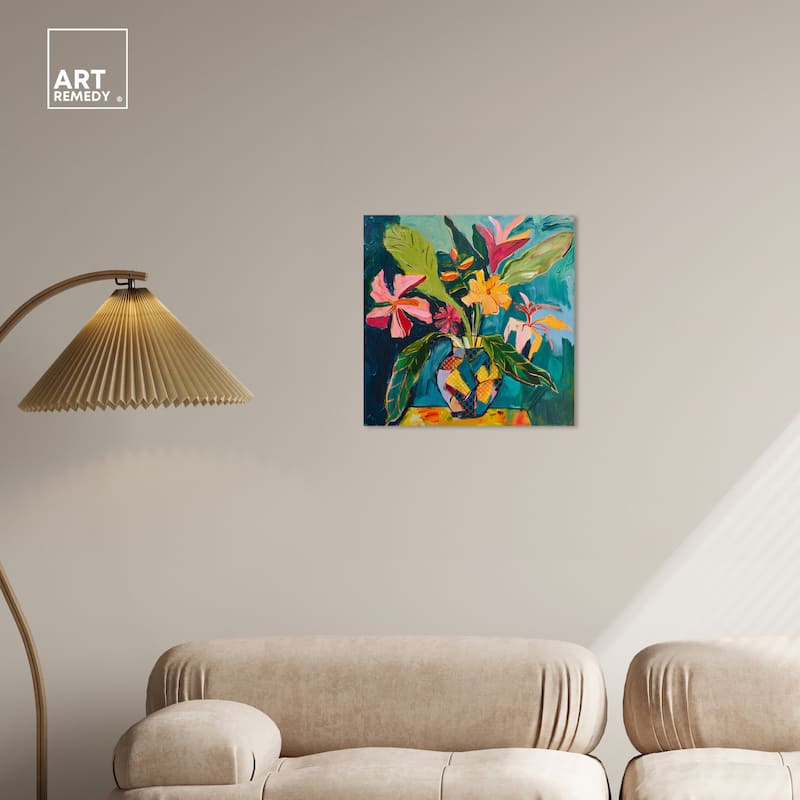 Art Remedy Vase Of Tropical Flowers Ii Gallery Wrapped Flowers In Vase Paintings