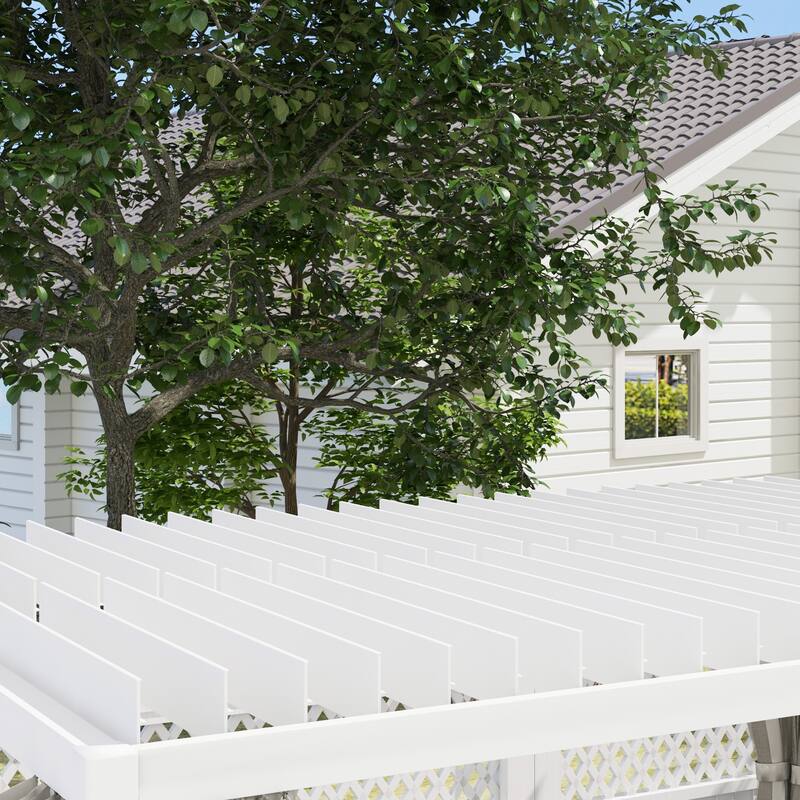 Outsunny 13' x 10' Outdoor Retractable Pergola with Sun Shade Aluminum Louvered Top, Pergola with Canopy, Curtains, and Netting
