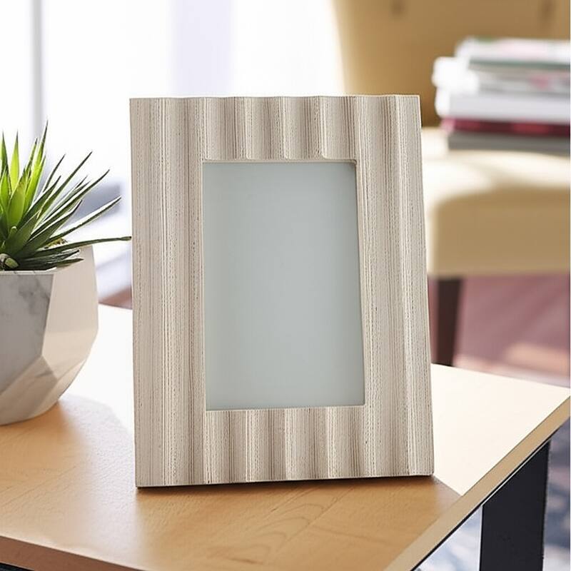Marble Wood Picture Frame Ribbed Texture Valencia Style - 1" Ivory